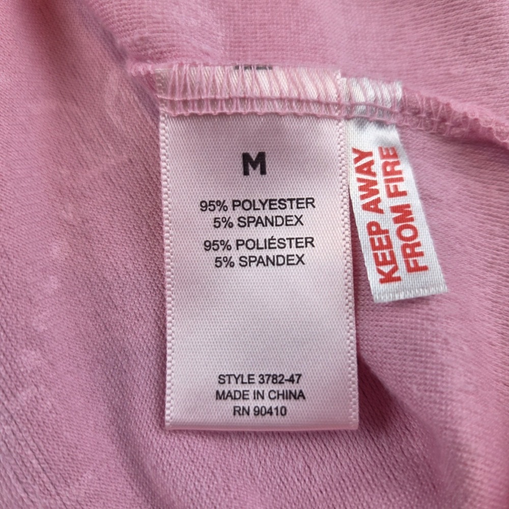 Juicy Couture Pink Velour Top Women's Medium Long Sleeve Sleepwear Rhinestones - Picture 6 of 10